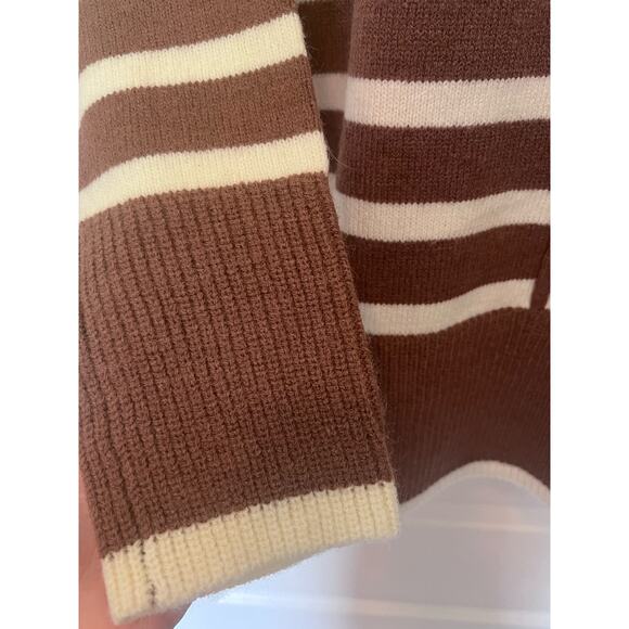 Line & Dot Brown and Cream Striped Turtleneck, Size Small - Picture 3 of 9
